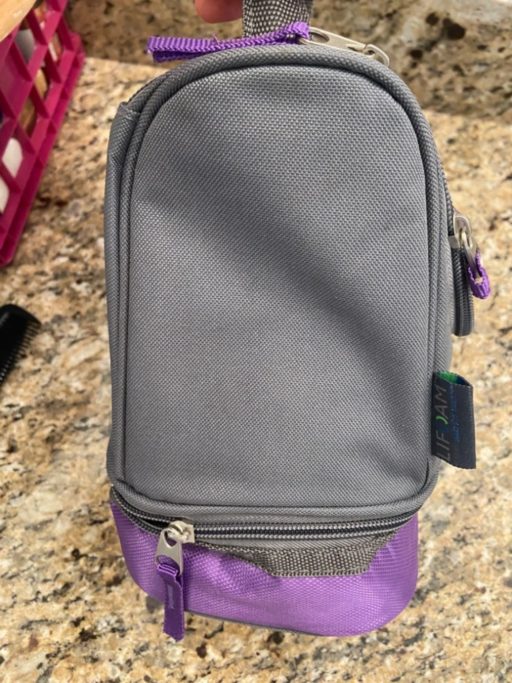 Like new! LIFOAM two compartment lunch bag Purple Grey
